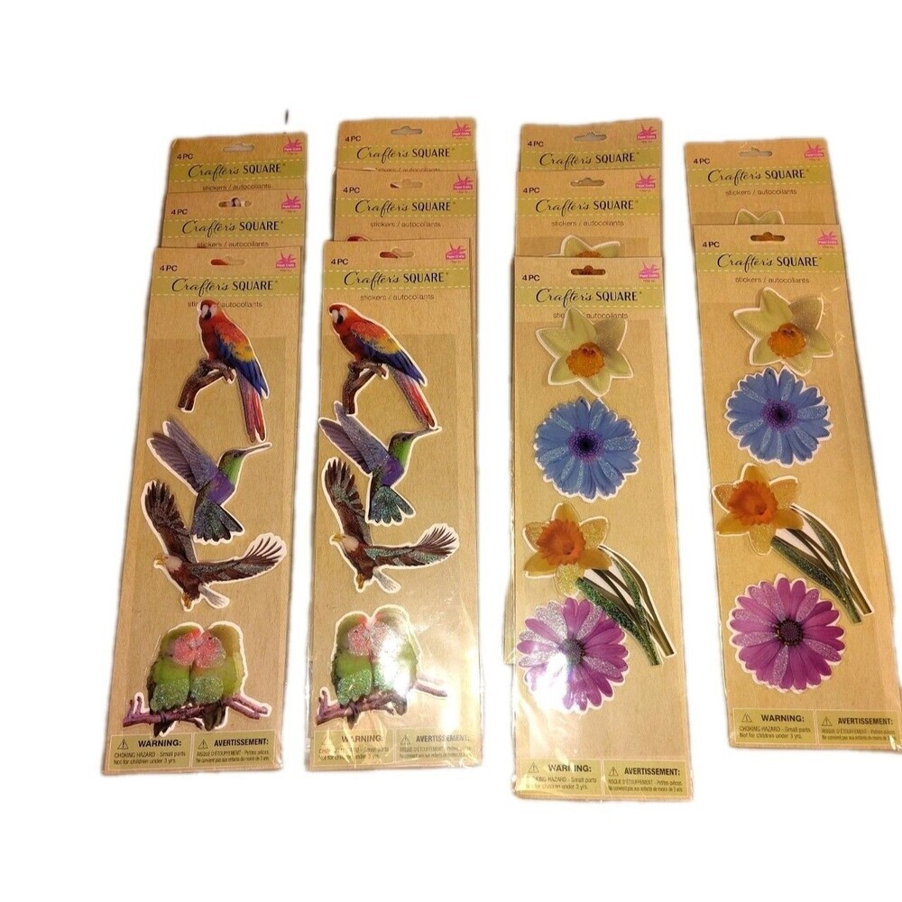 11pk Crafter's Square 3D Pop-Up Stickers Nature Birds Flowers 44ct Total